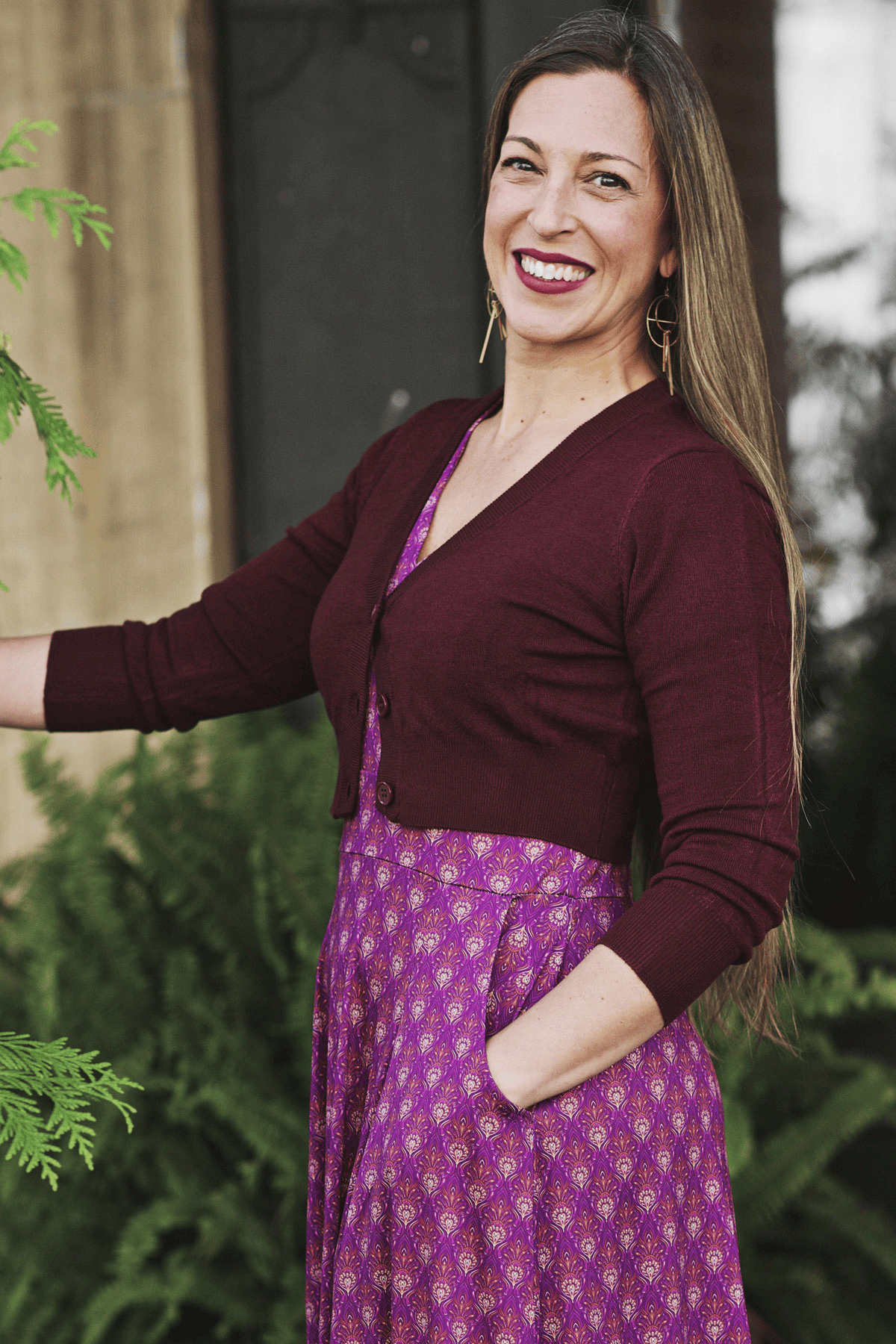 Burgundy Cropped Cardigan M/L