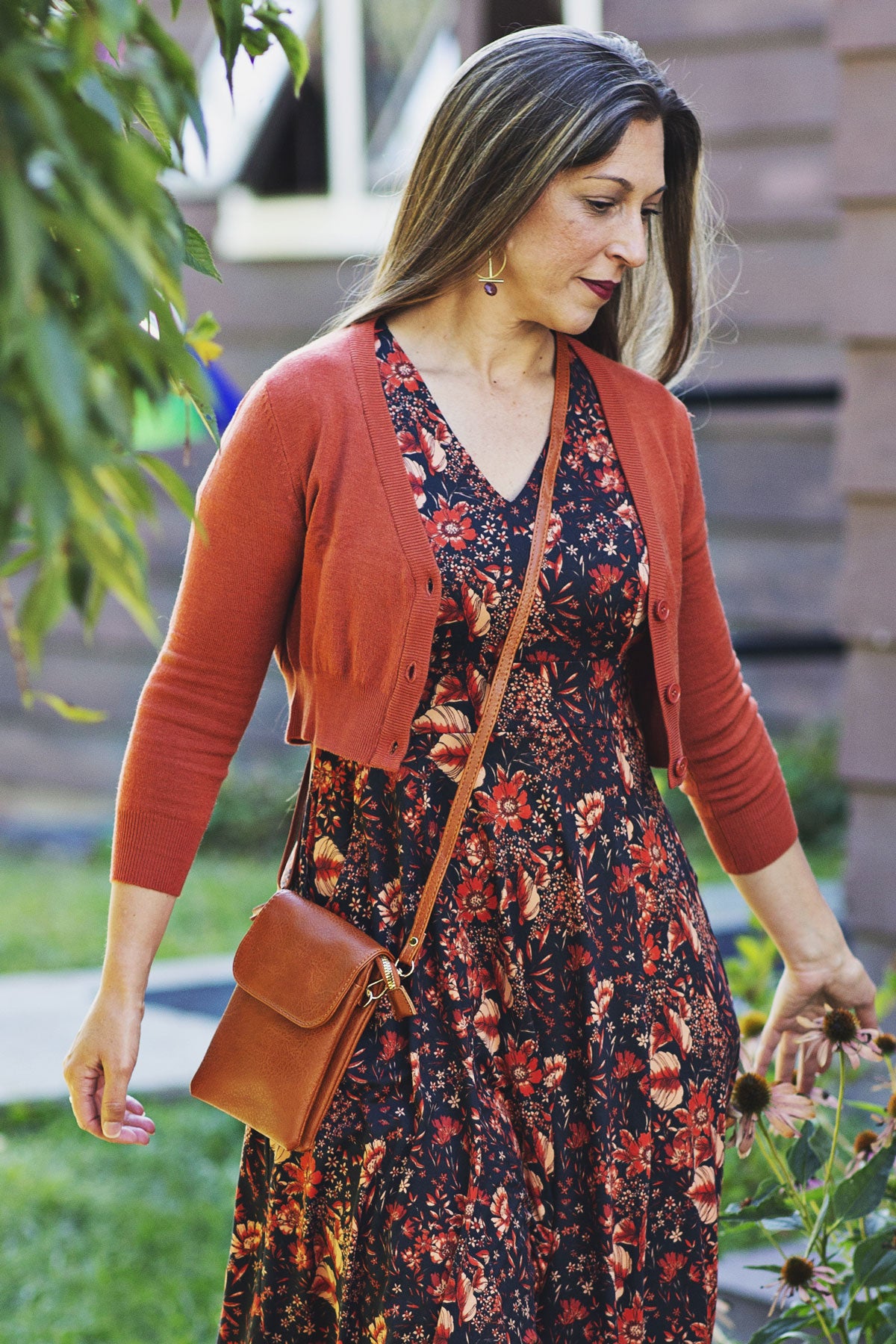 Burnt Orange Cropped Cardigan for Dresses XS