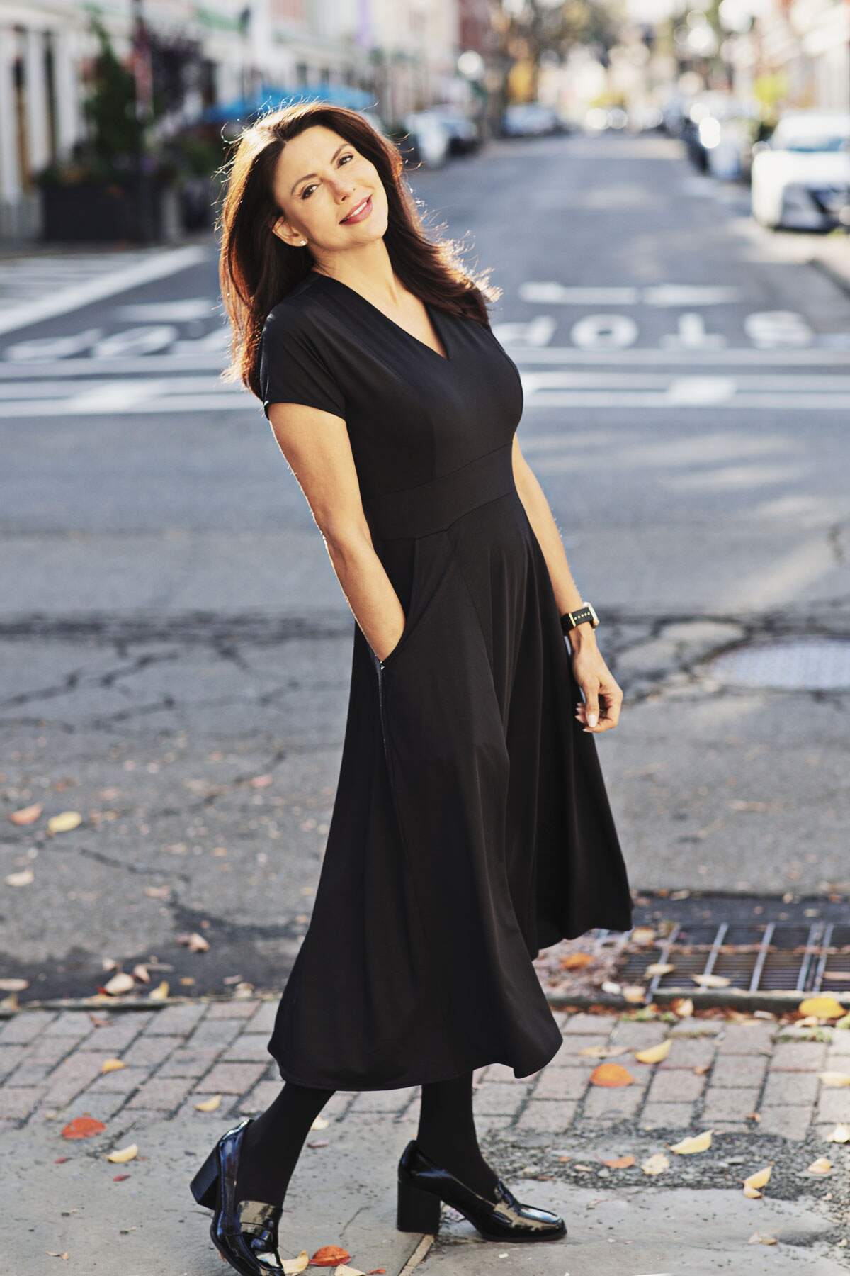 black dress short sleeve Cecelia Dress