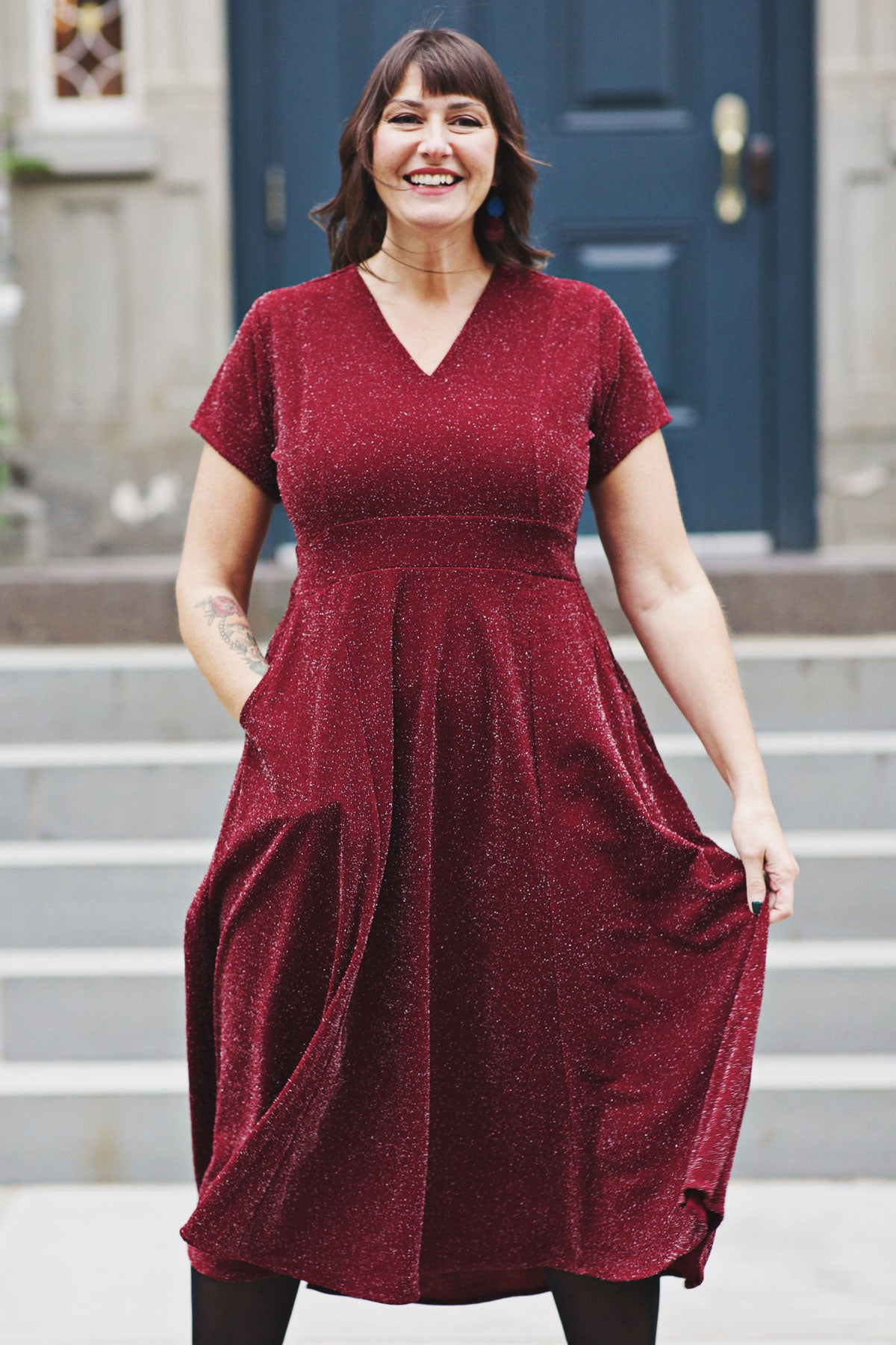 sparkly burgundy dress plus size Plus Size Satin Ribbon Waist Glitter Maxi Dress with Short Sleeves –  Ever-Pretty Plus