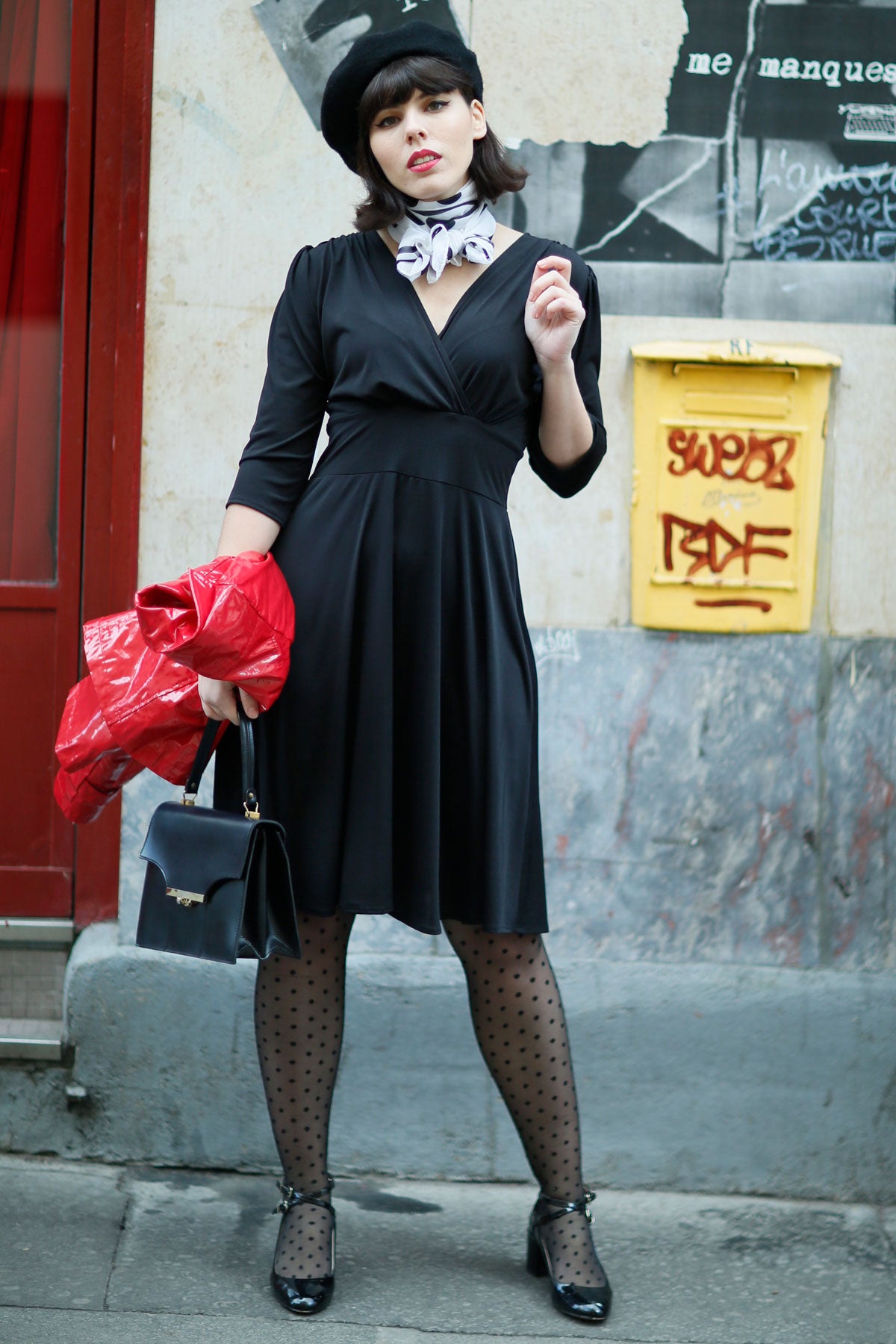 Megan Dress (3/4 Sleeves) - Black
