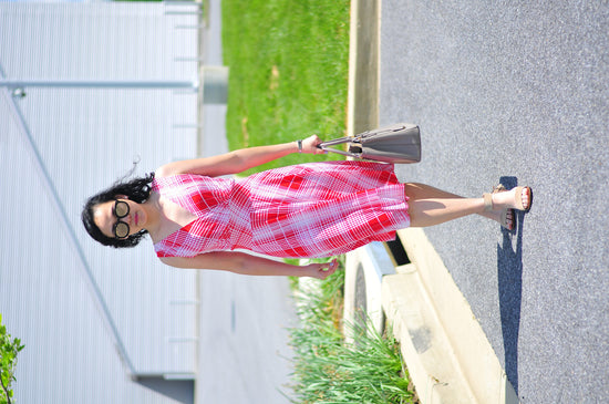Red and White Plaid Dress for Summer