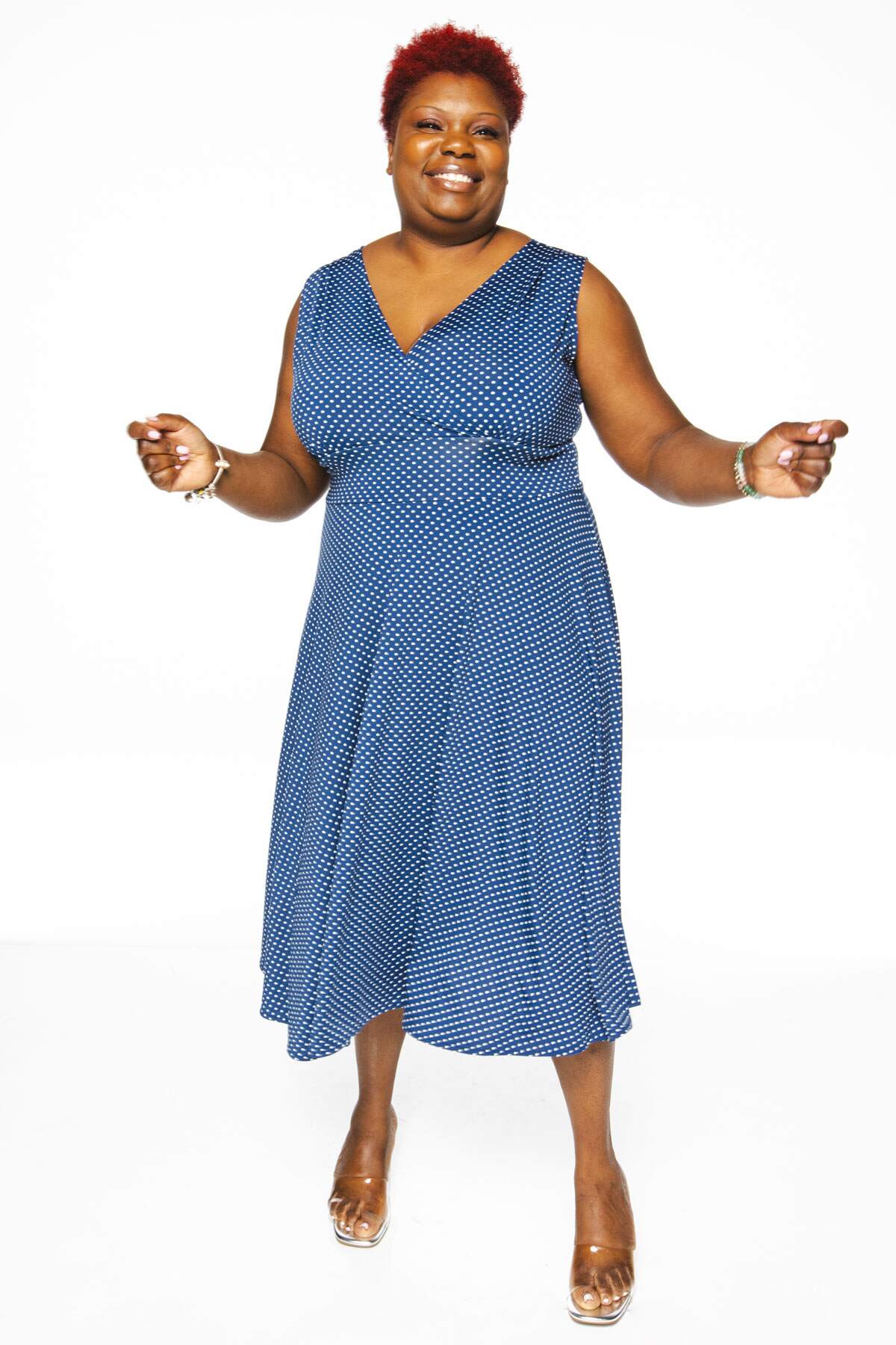 Abigail Dress - Indigo with White Pin Dots FINAL SALE