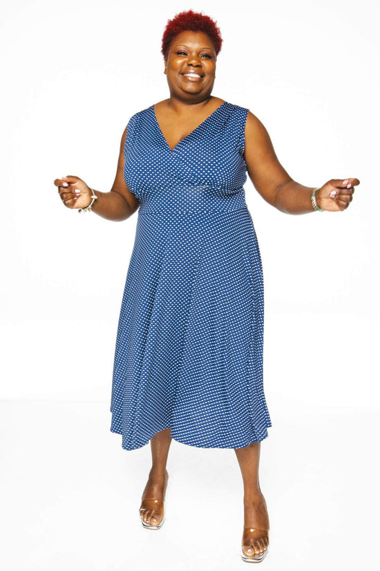 Abigail Dress - Indigo with White Pin Dots FINAL SALE