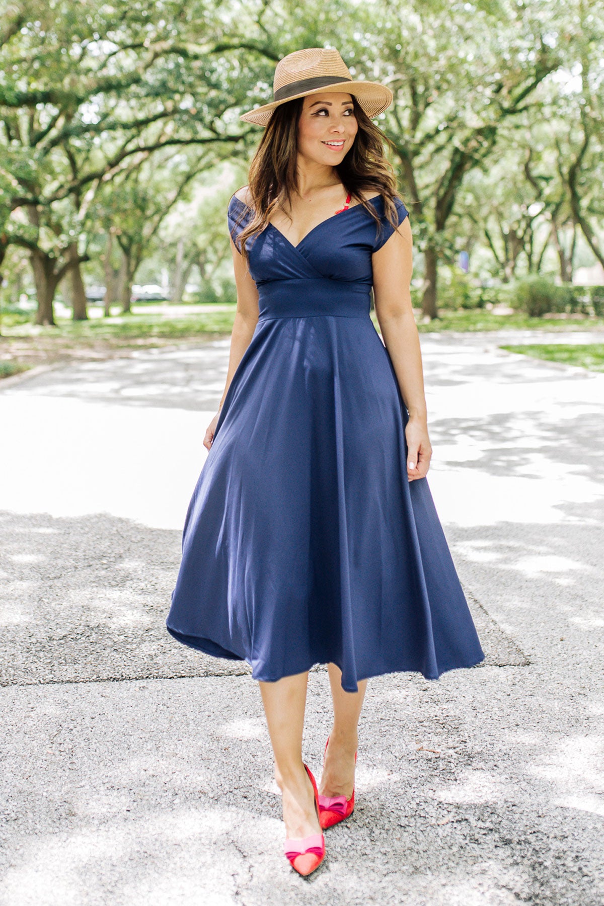 JUANITA- MIDNIGHT BLUE BOUGAINVILLEA DRESS