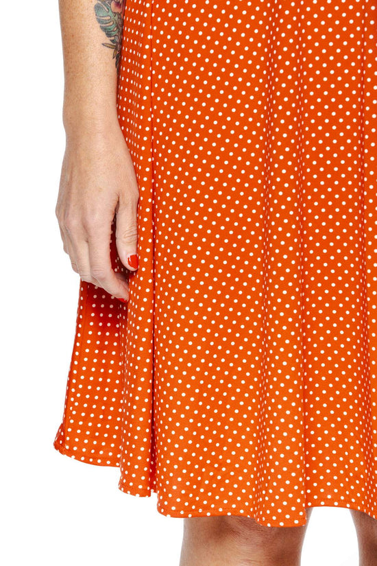 Audrey Dress - Pimento with White Pin Dots