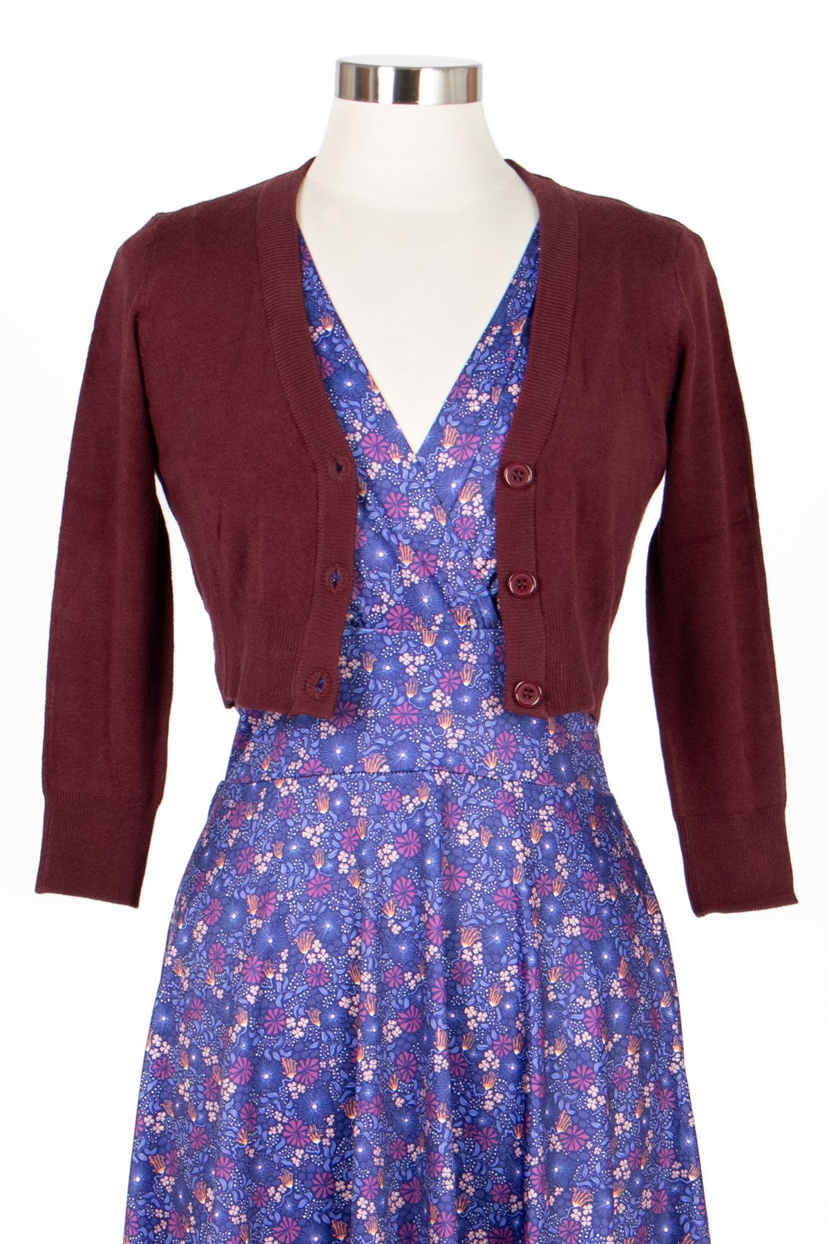 Burgundy Cropped Cardigan