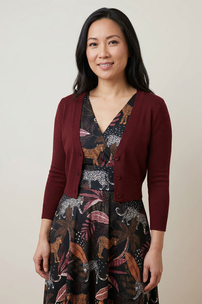 burgundy cardigan dress Mila Knit Cardigan Dress