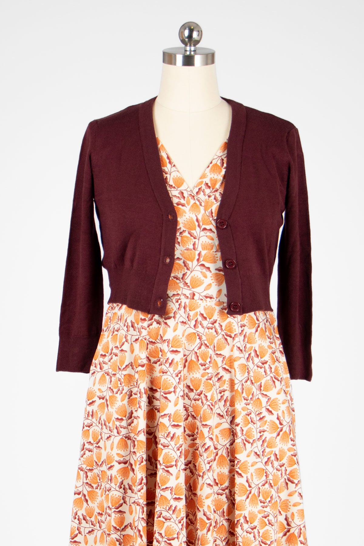 Burgundy Cropped Cardigan