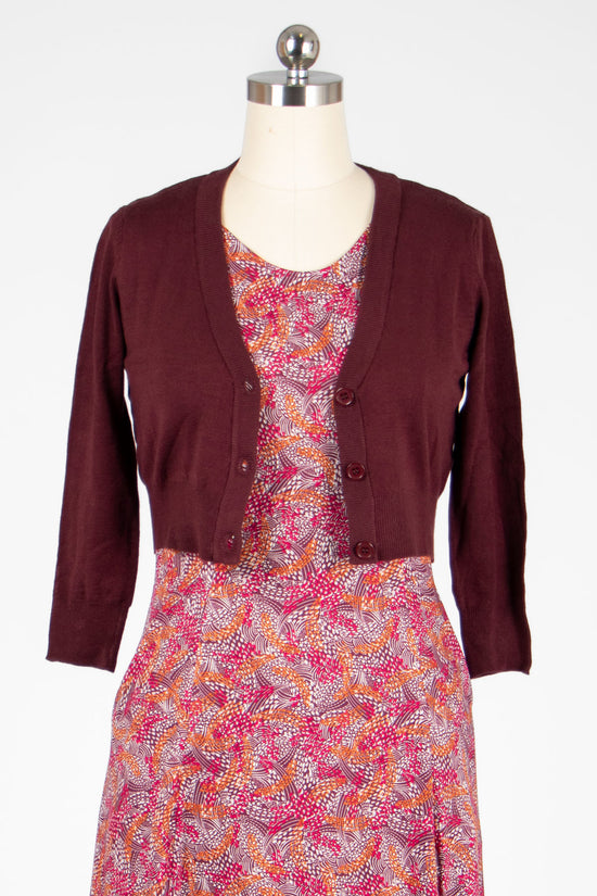 Burgundy Cropped Cardigan