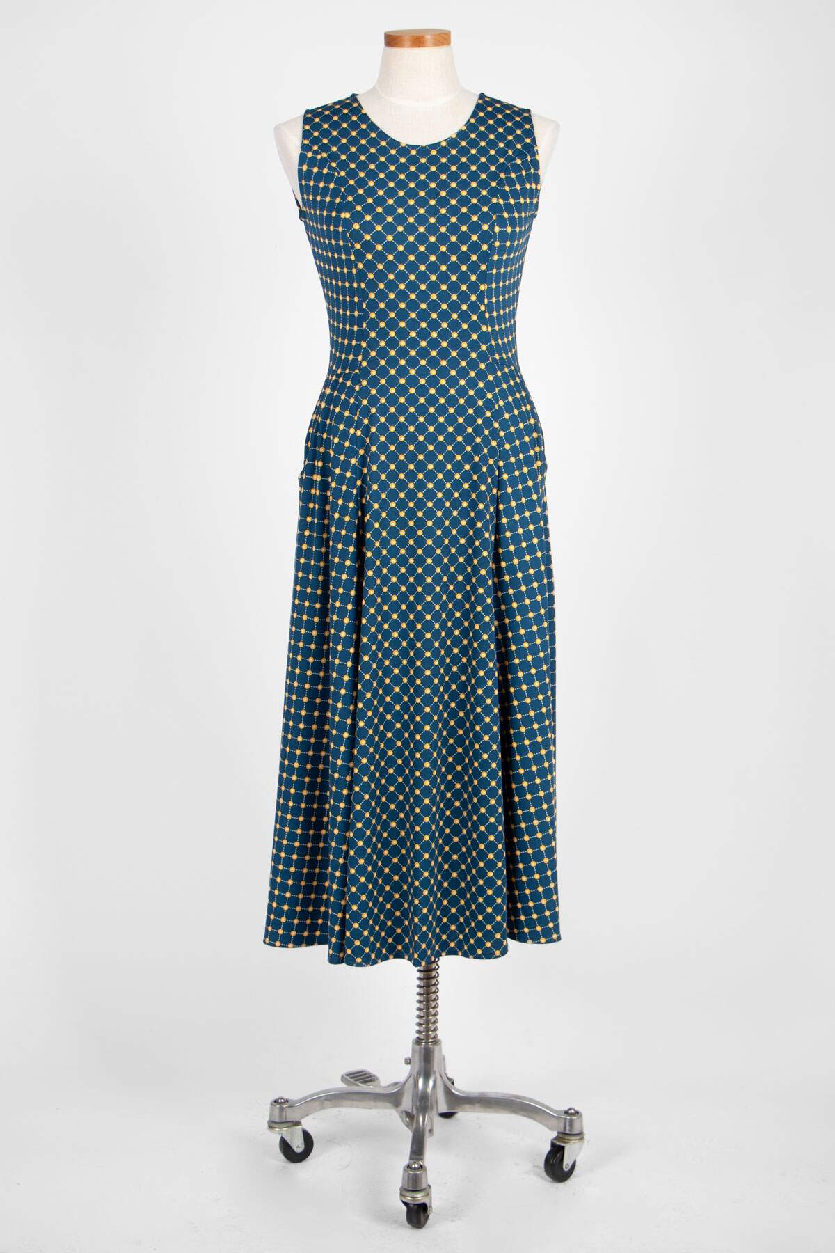 Cleo Dress in Navy and Gold Cross Dots by Karina Dresses