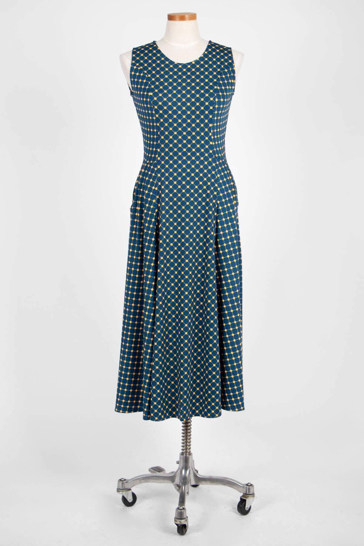 Cleo Dress Navy with Gold Cross Dots karina dresses