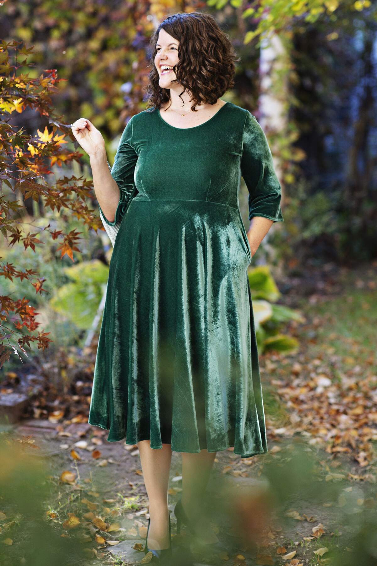 Emily Dress - Spruce Velvet FINAL SALE