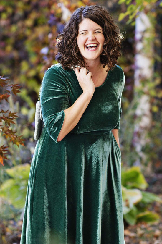 Emily Dress - Spruce Velvet FINAL SALE