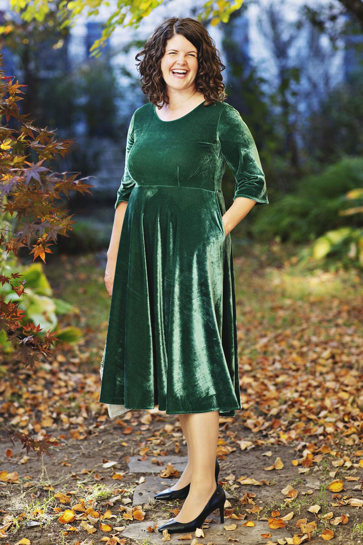 Emily Dress - Spruce Velvet FINAL SALE