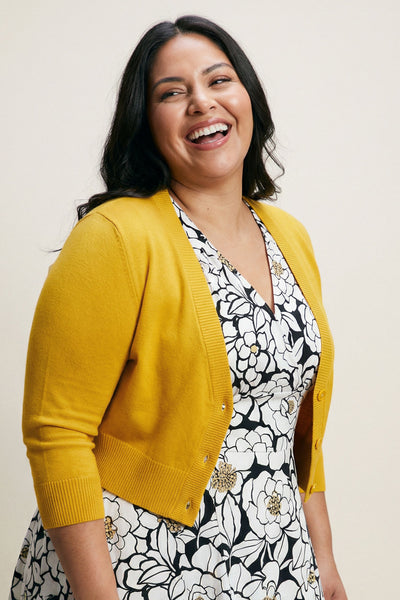 Mustard Yellow Honey Cropped Cardigan for Dresses – karina dresses