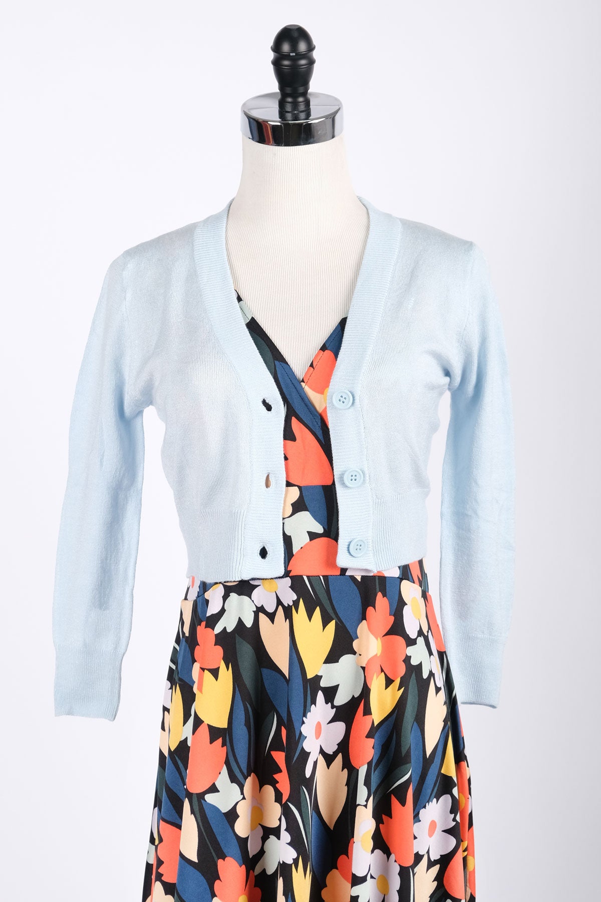 Load image into Gallery viewer, Powder Blue Cropped Cardigan
