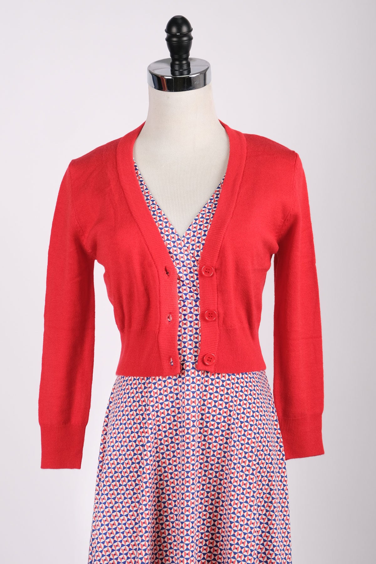 Tomato Red Cropped Cardigan