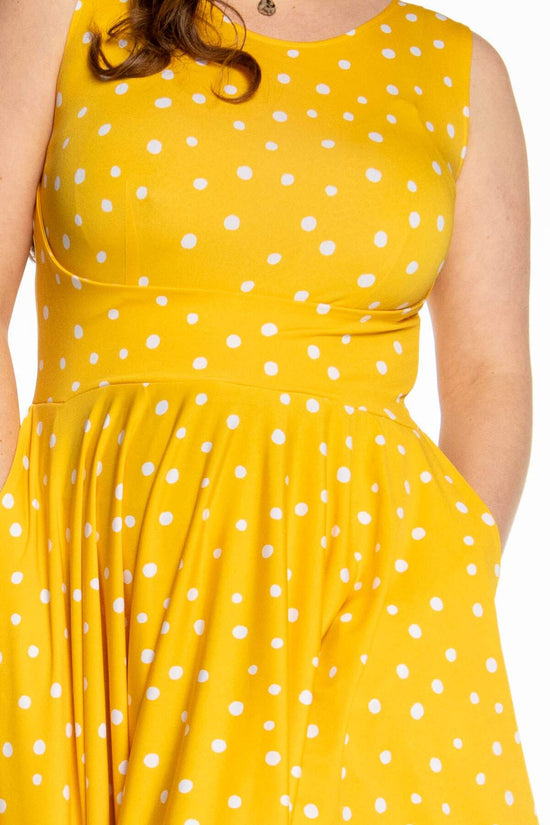 Lily Dress - Yellow with White Polka Dots