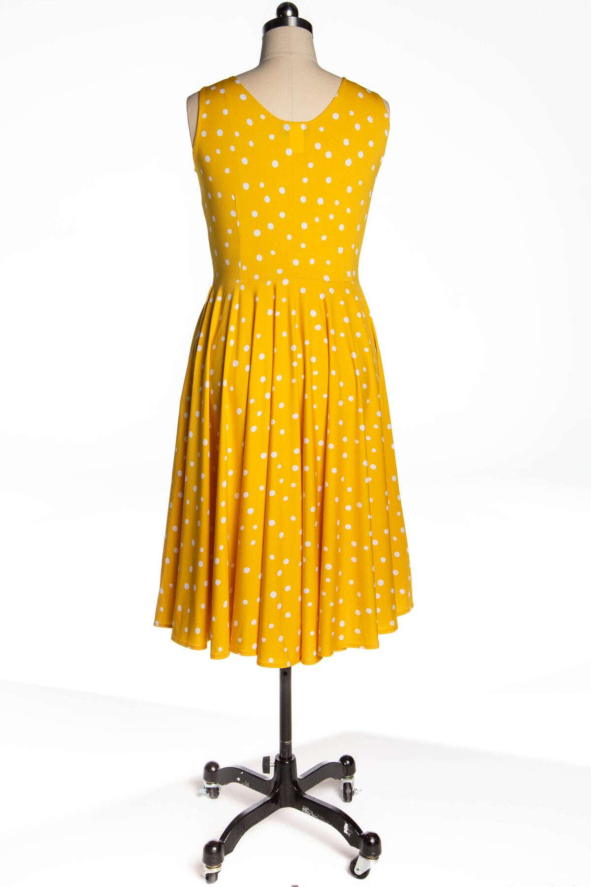 Lily Dress - Yellow with White Polka Dots