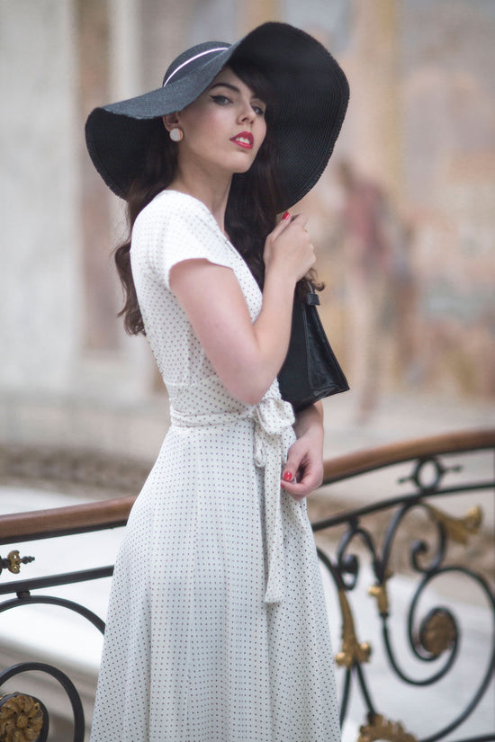Margaret Dress - Cream with Black Pin Dots FINAL SALE