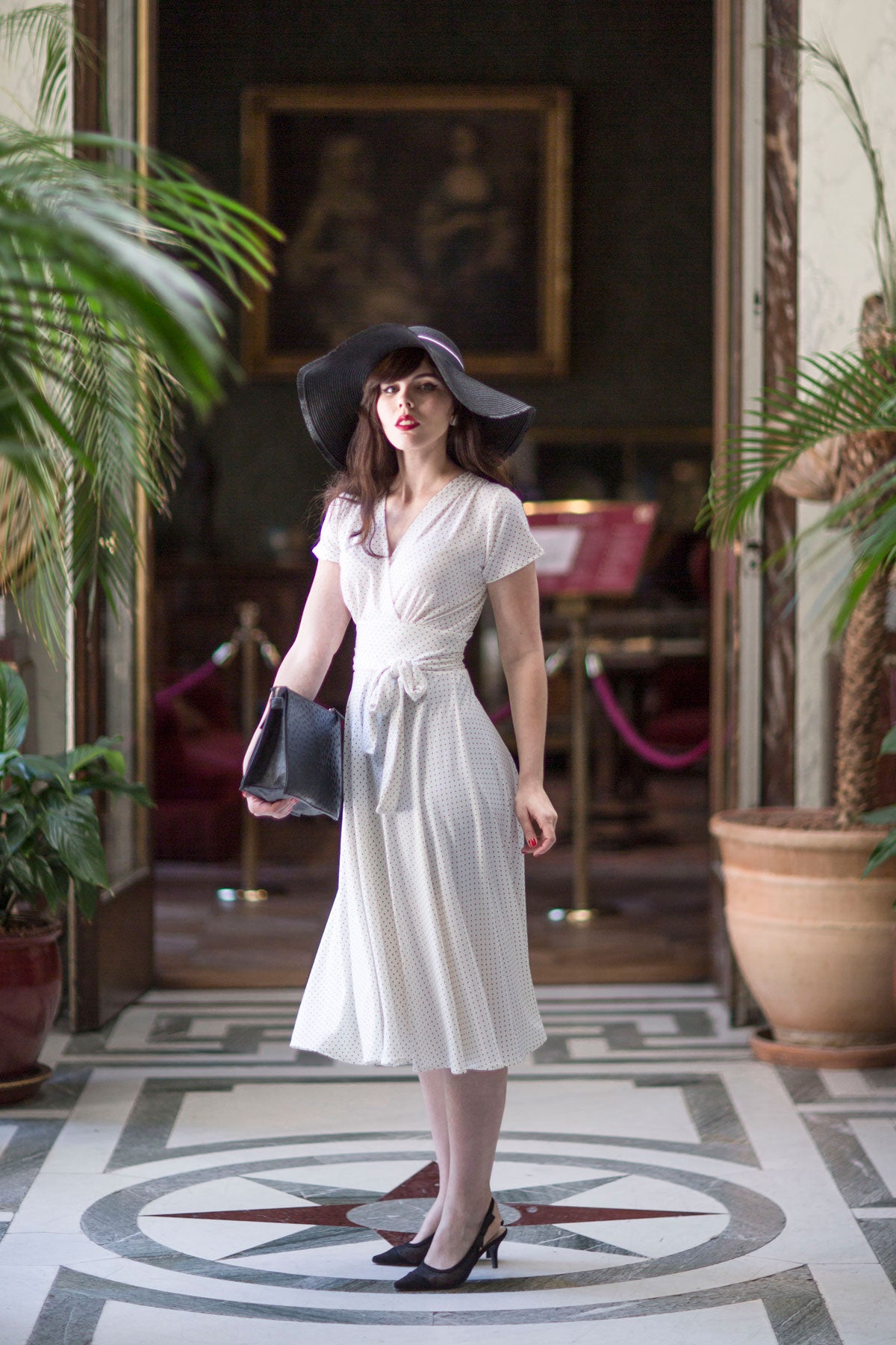Margaret Dress - Cream with Black Pin Dots FINAL SALE