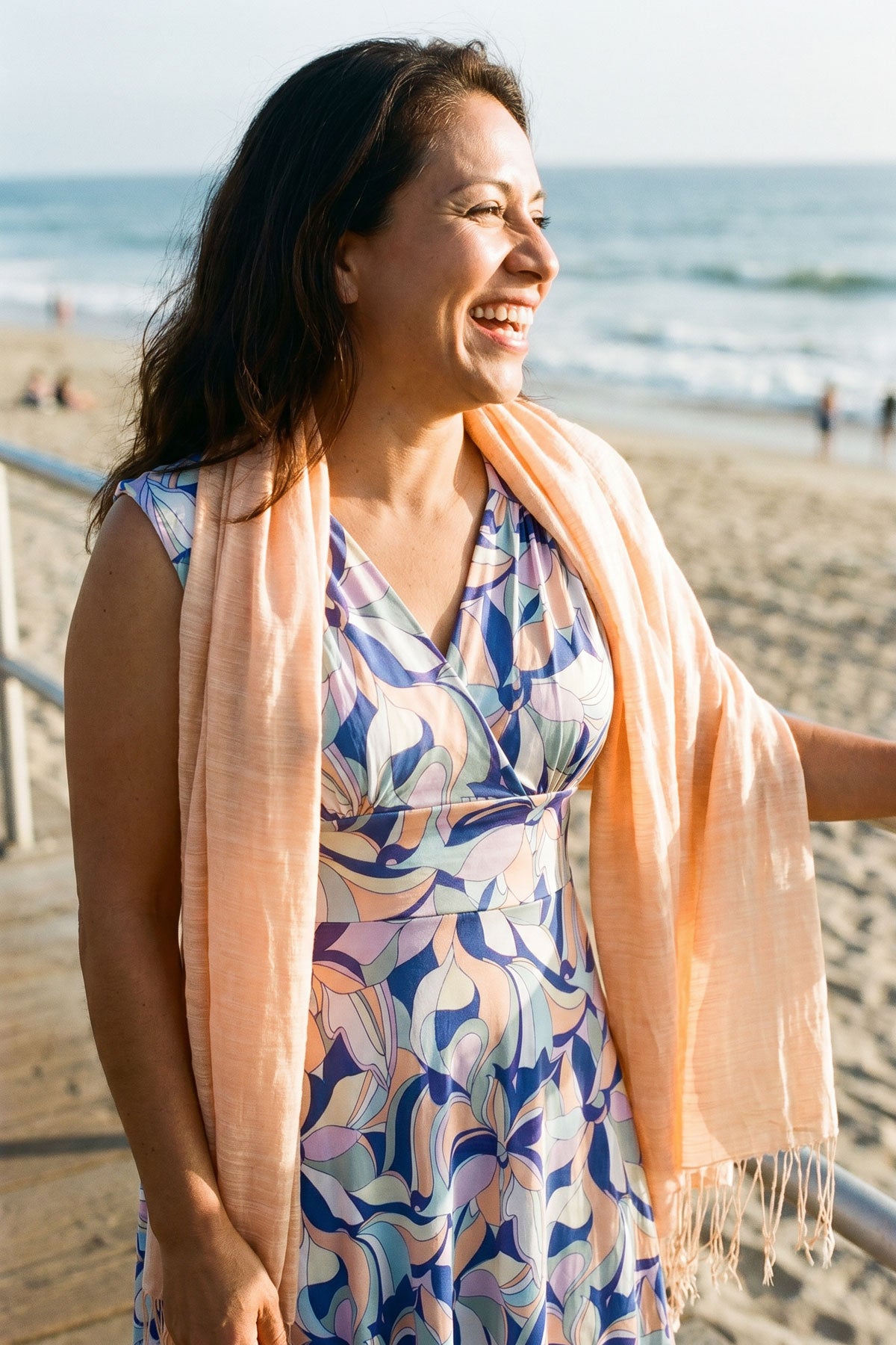 Summer Peach Silk & Cotton Scarf