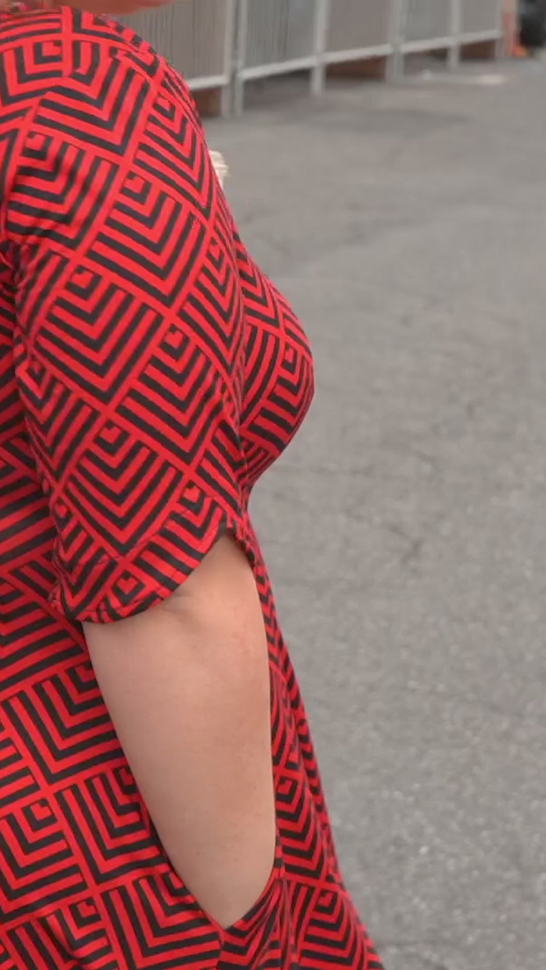 Mary Dress - Red & Black Geometric