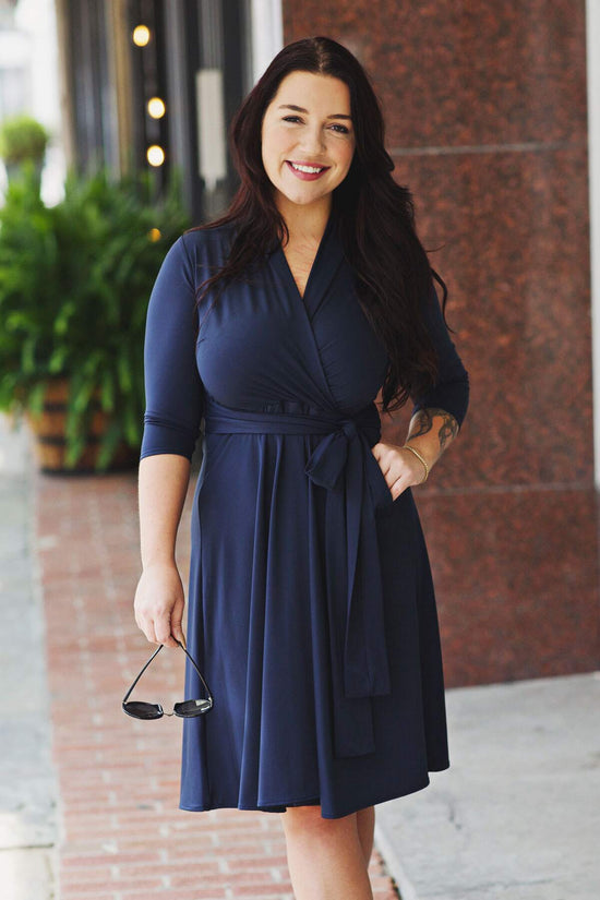 Ruby Dress (3/4 Sleeves) - Midnight Blue