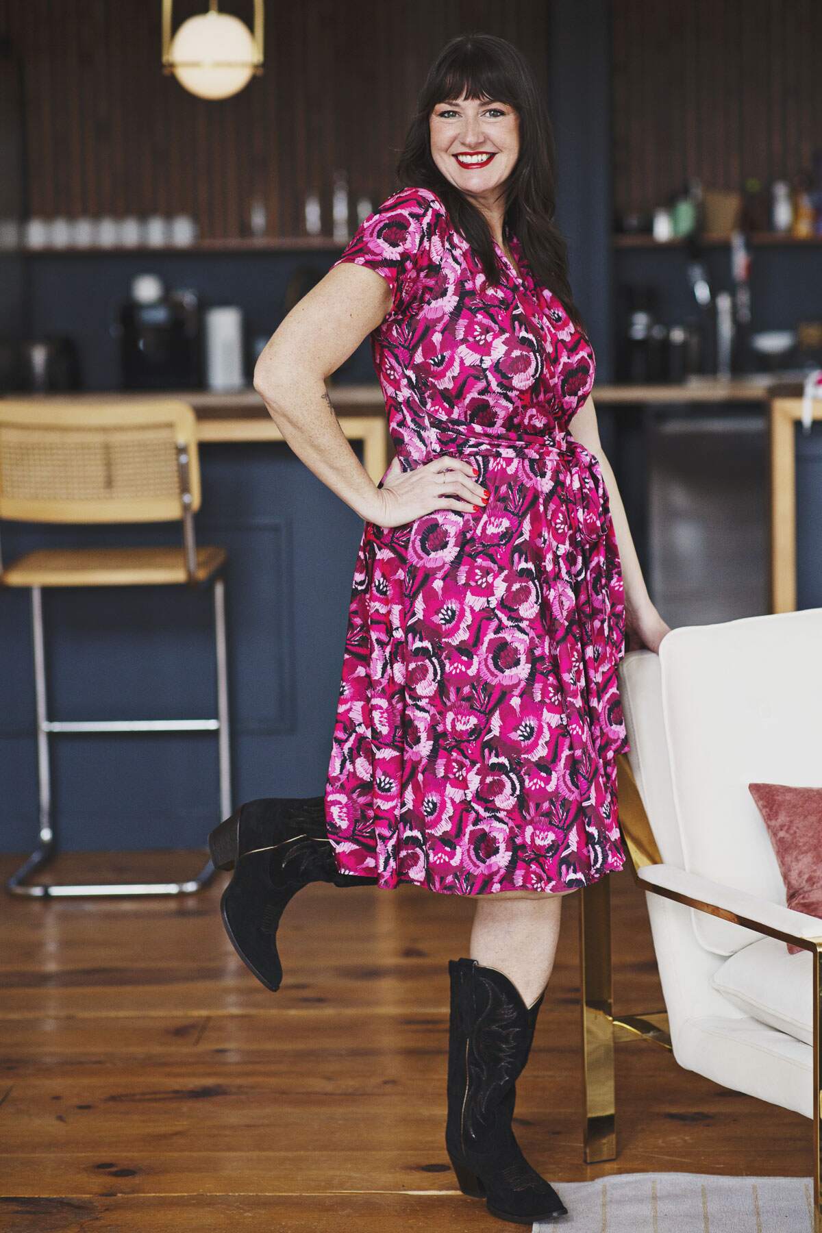 abstract cocktail dress Plum abstract cocktail midi gown