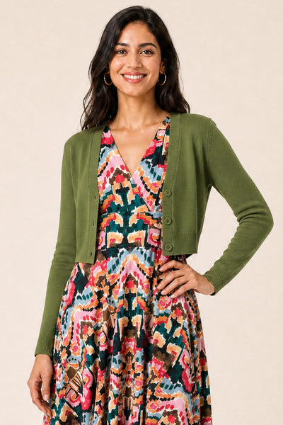Sage Cropped Cardigan – karina dresses