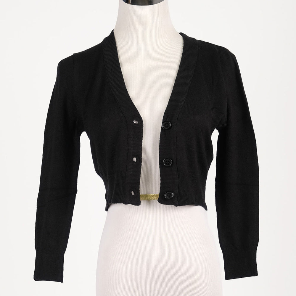 Classic Black Cropped Cardigan for Dresses – karina dresses