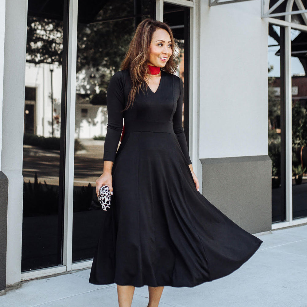
                  
                    Cecelia Dress in Solid Black by Karina Dresses
                  
                