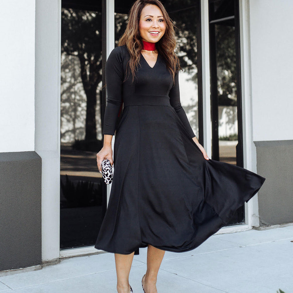 
                  
                    Cecelia Dress in Solid Black by Karina Dresses
                  
                