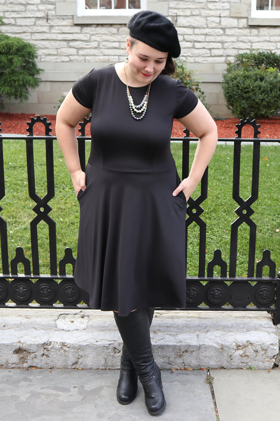 Load image into Gallery viewer, Kate Dress in Solid Black by Karina Dresses
