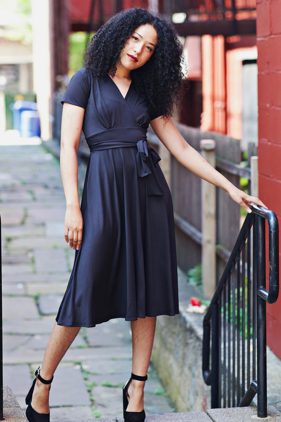 Margaret Dress in Solid Black by Karina Dresses