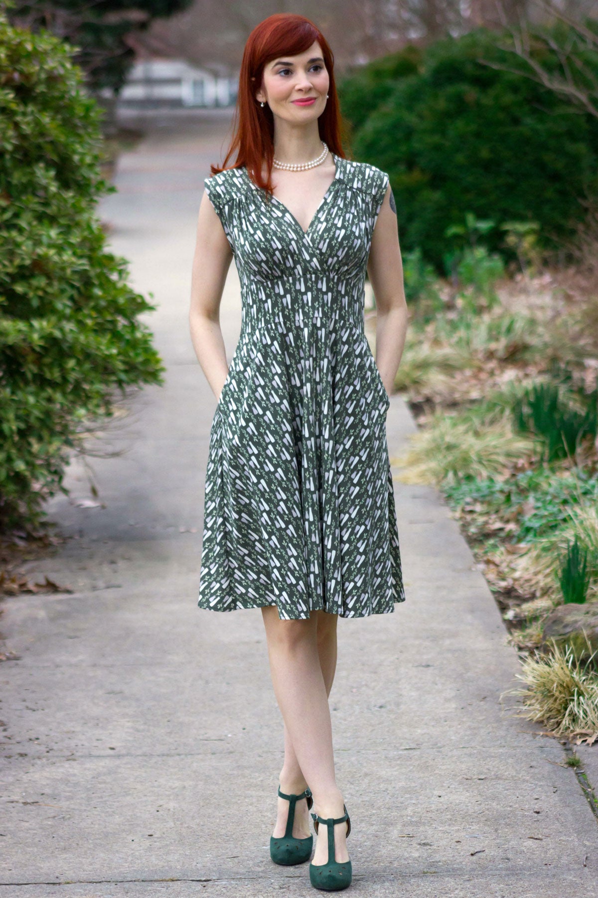 Nora Dress in Sage Sprigs by Karina Dresses