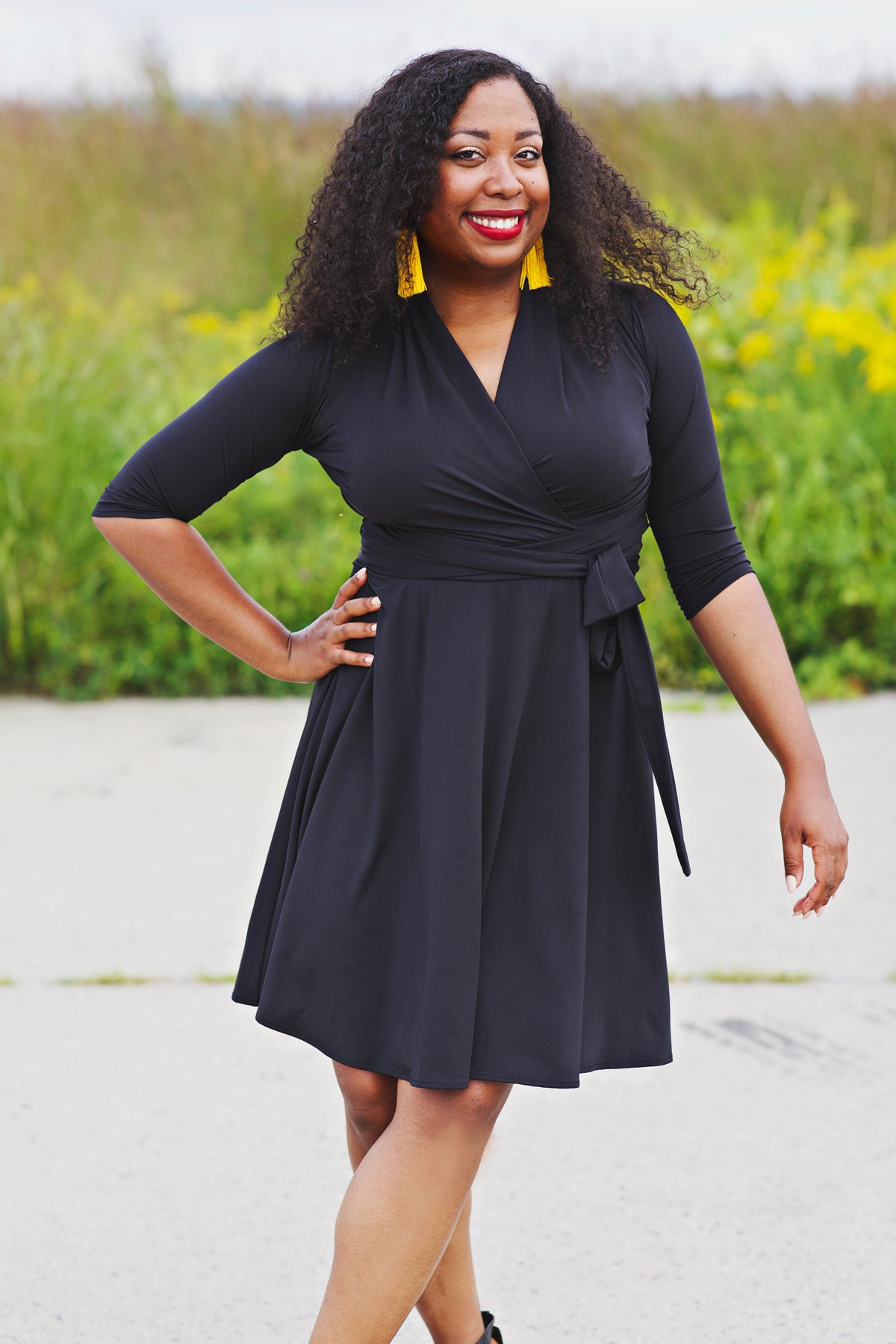 Ruby Dress in Solid Black by Karina Dresses