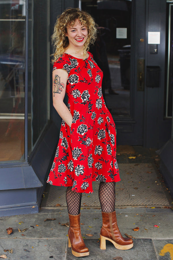 Load image into Gallery viewer, Carmen Dress in Sassy Spirits by Karina Dresses
